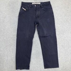 Vintage Y2K Diesel Jeans Mens 35x30 Navy Blue Chinos Straight Leg Zip Fly Italy